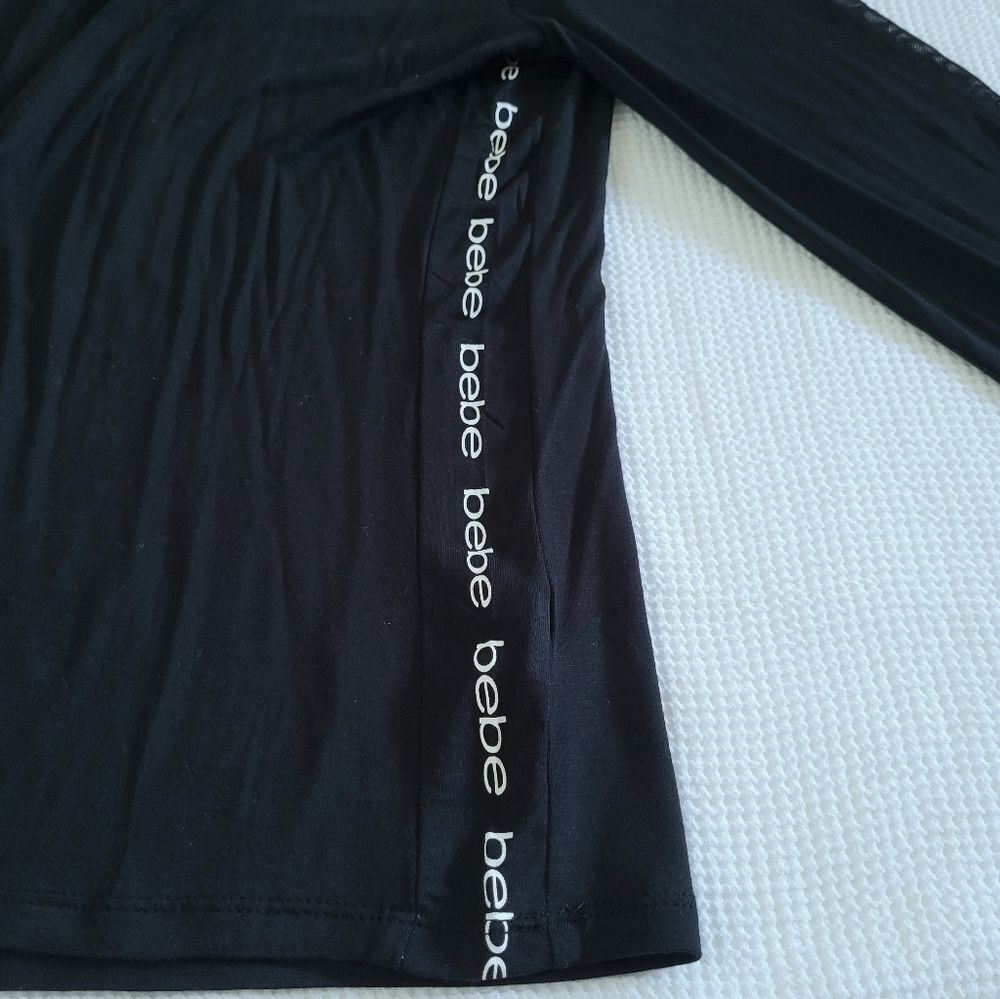 bebe Black🖤 Mini Logo Tape Lightweight Hoodie - NWT - Picture 7 of 16
